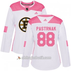 Dame Ishockey Boston Bruins Tröja David Pastrnak 88 Adidas 2017-2018 Vit Rosa Fashion Authentic